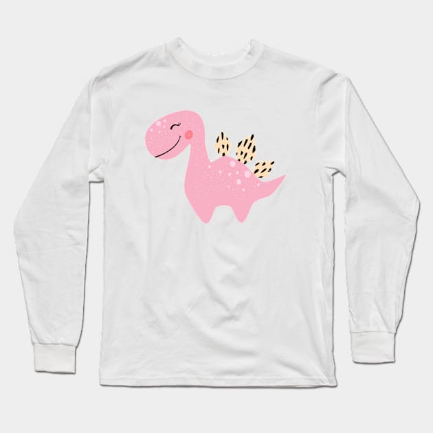 Pink Baby Grirl Dinosaur Long Sleeve T-Shirt by KOTOdesign